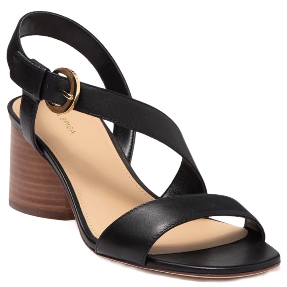 LAST CHANCE: Via Spiga Lena Block Heel Sandal Black Size 5